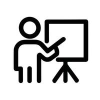 Outline Simple Person Presenting at Whiteboard Teaching or Training Icon vector