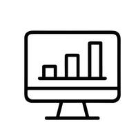 Simple Outline Monitor Displaying Business Statistic Bar Graph Icon Illustration vector