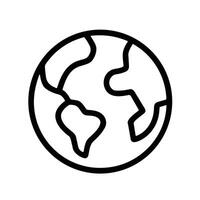 Simple Outline Earth Globe Sphere Geography World Global Icon Element vector