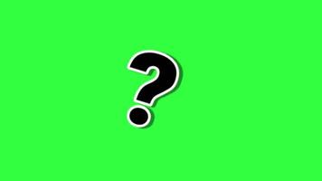A question mark pops up from the bottom in a stop-motion animation style over a solid green background, ideal for use in footage editing and visual effects. video