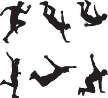 Dynamic Silhouettes of Parkour Athletes Performing Gravity-Defying Moves in Energetic Action Shots - Professional digital artwork with vibrant colors and detailed composition vector