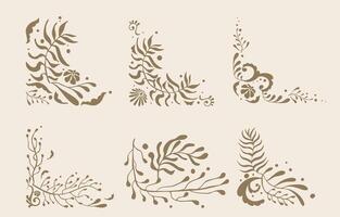Leaves border element object in wavy line style vector
