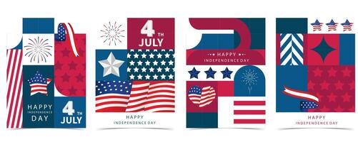 4th of July Independence Day background with geometric vector