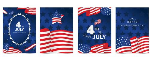 blue red 4th of July Independence Day background with flag party vector