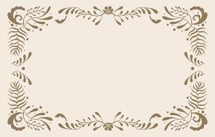 Retro flower frame banner in wavy line style for horizontal A4 design vector