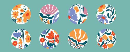 wavy groovy flower element object in naive style vector