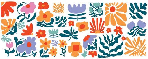 wavy groovy flower banner background in naive style vector