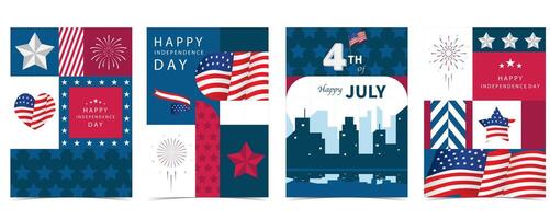 geometric 4th of July Independence Day background for A4 vertical design vector