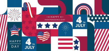 4th of July Independence Day background with geometric for banner vector
