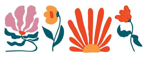wavy groovy flower element object in Matisse naive style vector
