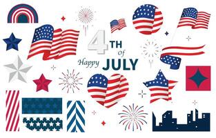 4th of July Independence Day element object with geometric style vector
