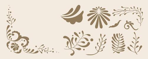 Retro flower border element object in wavy line style vector