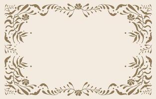 Retro flower and leaves frame banner in wavy line style for banner vector