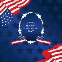 blue 4th of July Independence Day background with flag party for square design vector