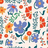 wavy groovy flower seamless pattern in naive vector