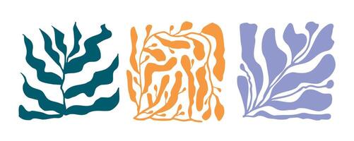 wavy groovy leaves element object in Matisse naive style vector