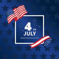 dark blue 4th of July Independence Day background with flag party for square design vector