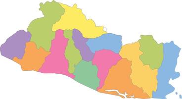 Multicolor Map of El Salvador with Departments vector