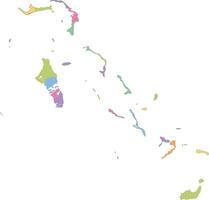 Multicolor Map of Bahamas with Districts vector