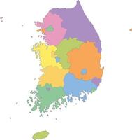 Multicolor Map of South Korea with Provinces vector