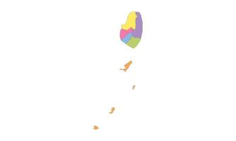Multicolor Map of Saint Vincent and the Grenadines with Parishes vector