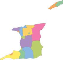 Multicolor Map of Trinidad and Tobago with Regions vector