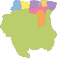 Multicolor Map of Suriname with Districts vector