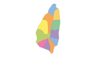 Multicolor Map of Saint Lucia with Quarters vector