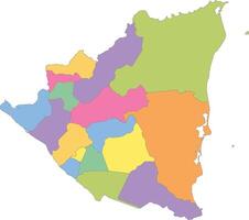 Multicolor Map of Nicaragua with Departments vector