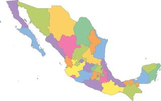 Multicolor Map of Mexico with States vector
