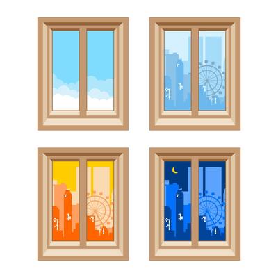 window view time seasons illustration