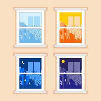 window views different times day image illustration vector