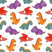 cute colorful dinosaur seamless pattern design vector