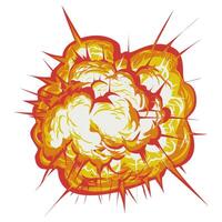 Exploding Orange Yellow Cloud with Spikes Comic Style on transparent vector