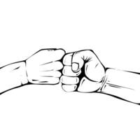 Fist Bump Gesture in Bold Black Line Art on Clean Transparent Background vector