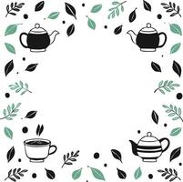 doodle tea pattern with copy space vector