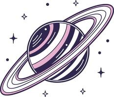 planet with rings in galaxy outer space cosmos astronomy science saturn orbit star sky vector