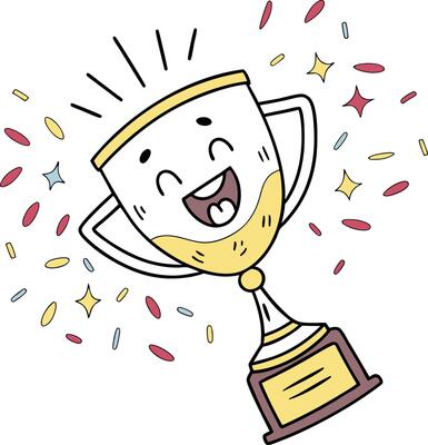 happy trophy cup with smiley face showing joy celebration success reward and fun moment