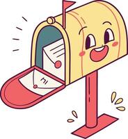 cute happy mailbox with letters mail delivery character cartoon design vector