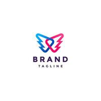 Colorful Two Linked Wings Icon Logo Design. Two Wings Linked to Each Other Logo Design. vector