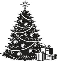 christmas tree with ornaments garland and gift boxes for holiday decoration vector