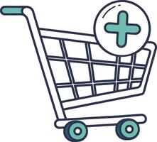 shopping cart with add symbol for online store ecommerce retail and purchase concept vector