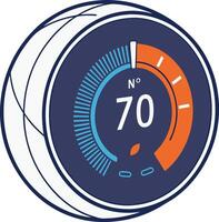 smart home thermostat device displaying temperature on modern round screen vector