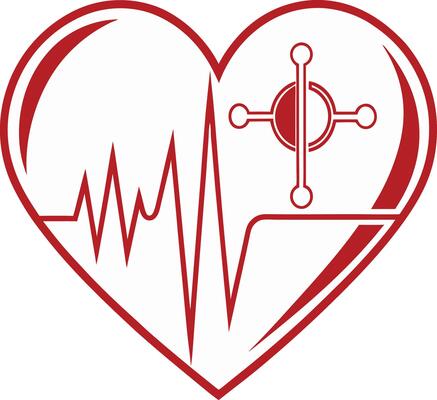 heartbeat in heart shape symbol with pulse line for healthcare medical and cardiology