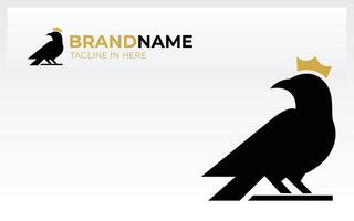 Brid logo with gold crown formed in simple and modern shape vector