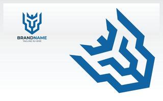 Knight logo form with simple line in blue color vector