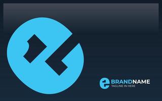 Letter E logo formed negative space of number one vector