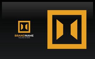 Square logo formed window symbol with gold color vector