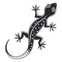 White isolated gecko with a curled tail, a small reptile silhouette vector
