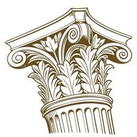 Ancient Greek column illustration with ornate floral pattern design vector